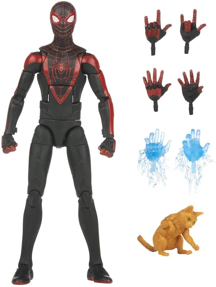 Spider-Man 2 Miles Morales toy showing articulation and black and red suit