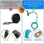 FCLLD summer cooling outdoor toy spraying water across a full backyard trampoline jumping surface