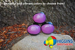 Premium polyurethane coated juggling balls highlighting the durable hand stitched seams