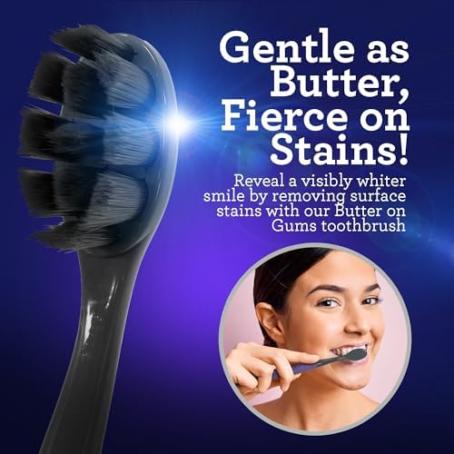 Educational graphic showing 8000+ soft bristles for sensitive gums