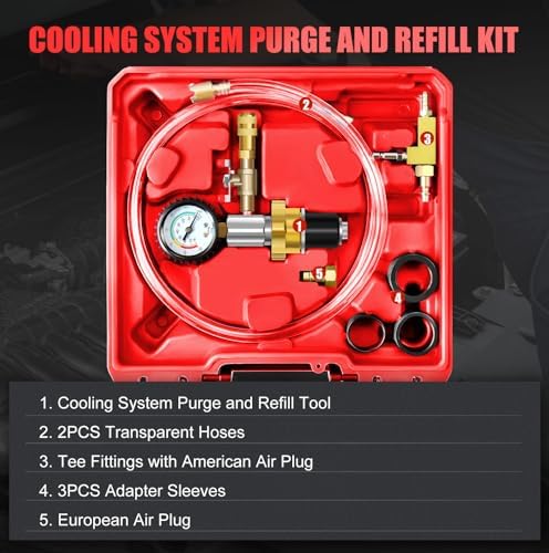 Pneumatic vacuum radiator purge manifold with brass fittings and pressure gauge