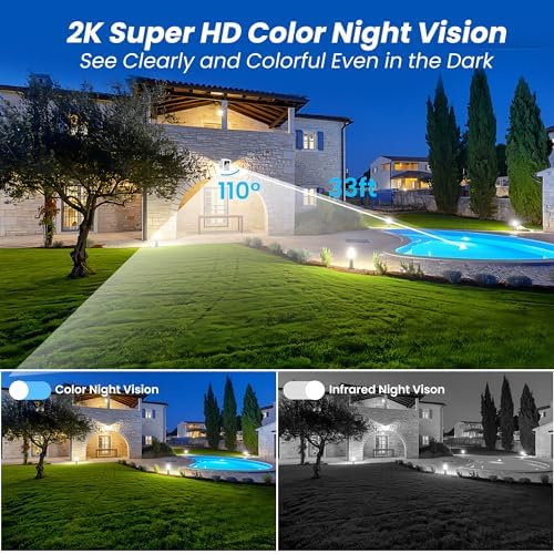 Vebiliki 2K night vision security camera showcasing the bright LED spotlight active deterrence feature