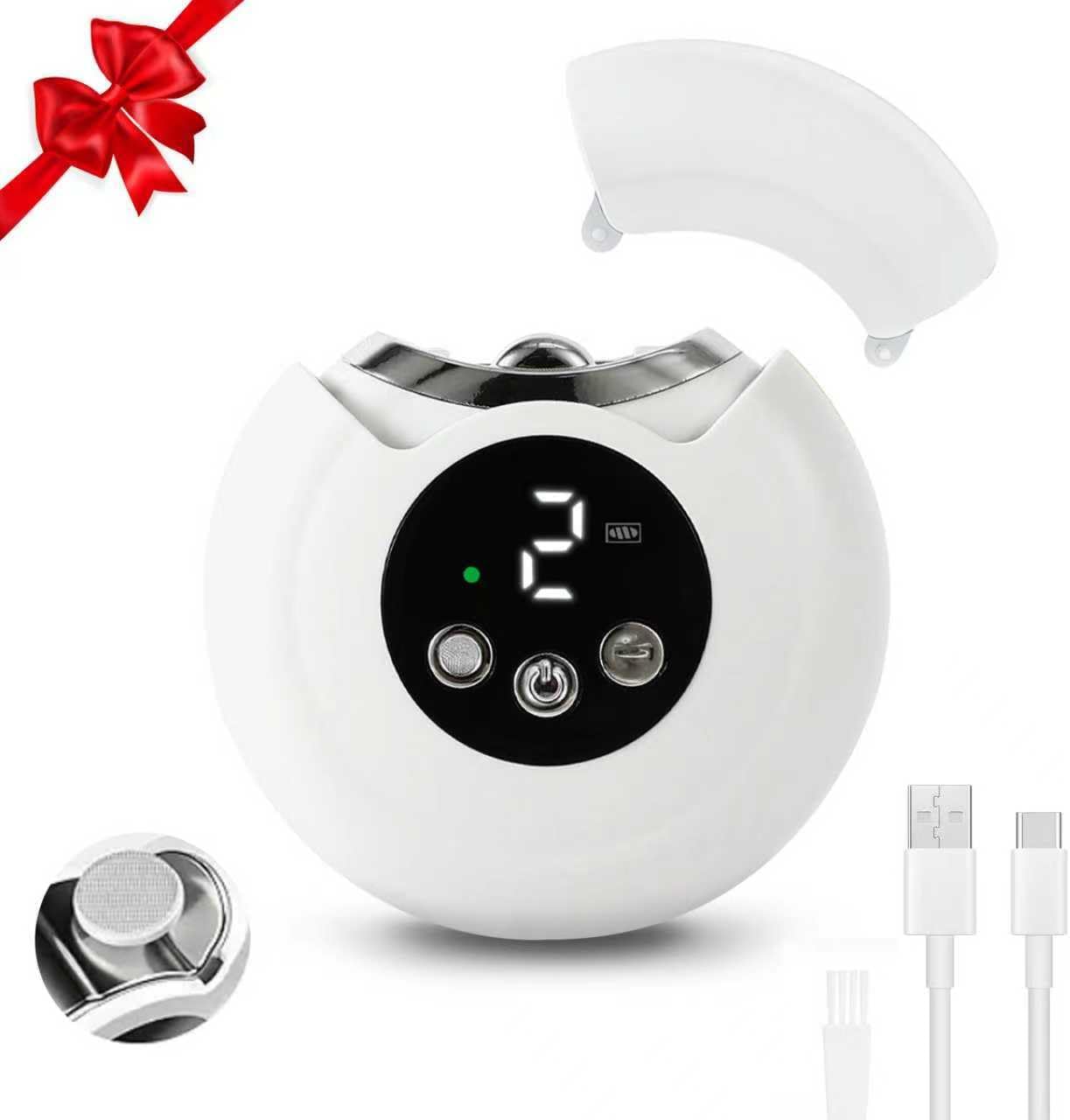 VGmax electric nail clipper front view showing digital speed display and white ergonomic body.