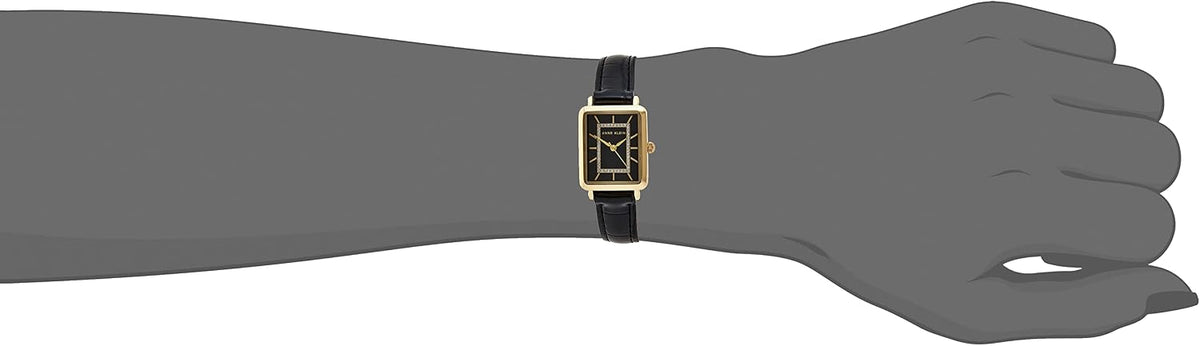 Anne Klein faux leather croco-grain black strap close-up