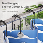 AmazerBath non slip metal shower curtain hooks installed on a bathroom rod