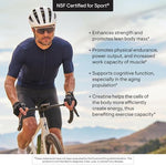 Side view of Thorne 180 servings creatine bottle highlighting gluten-free profile