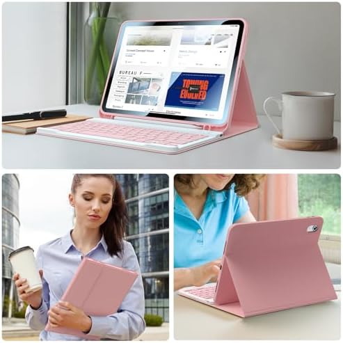 Kiloob detachable keyboard case folded completely flat demonstrating its slim profile and lightweight portability