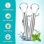 EZ COZY dual pack tongue scraper showing daily oral hygiene routine