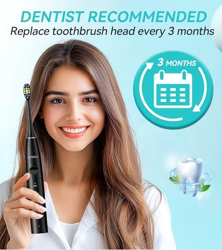 Five piece set of HEYAXA ultrasonic electric toothbrush replacement heads in black