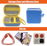 Blue EVA hard storage case for Yoto Mini showing internal organization