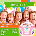 Portable CD player for children with battery compartment open