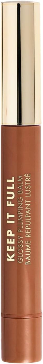 Milani high shine glossy plumping balm product angle shot showing the transparent container.