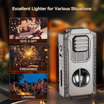 Vrufamt 5 in 1 refillable butane torch lighter set sitting inside its luxury black presentation gift box