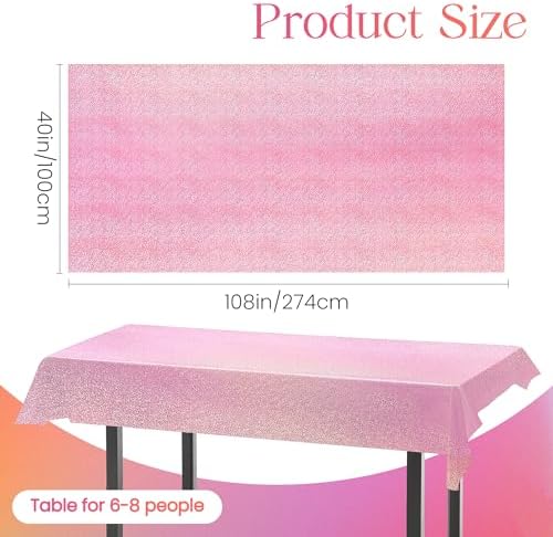 Close up of shiny holographic pink foil texture on party tablecloth