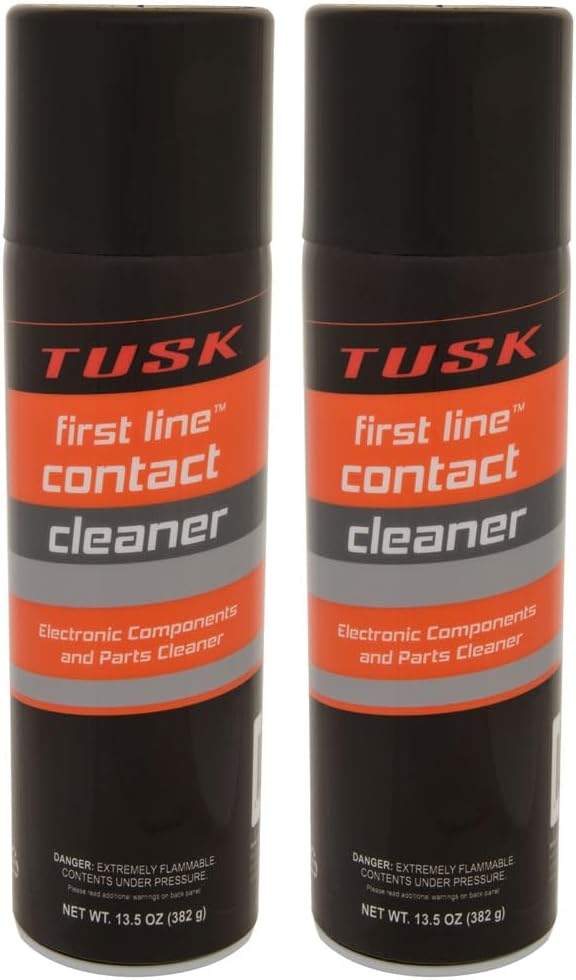 Tusk First Line Contact Cleaner front view of twin aerosol cans.