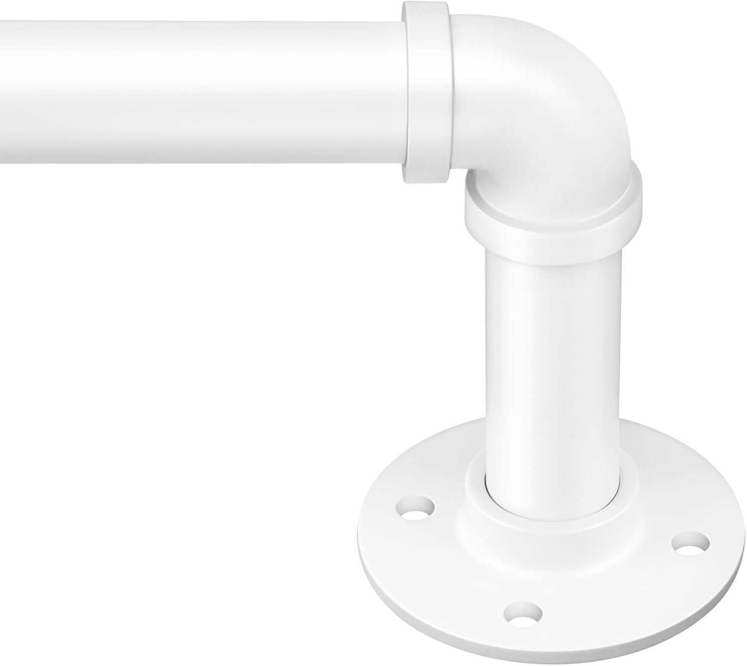 Zeerobee 1 Inch Industrial Wrap Around Curtain Rod White front view buy online