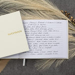 Inside pages of Zicoto guest book with guest signature example
