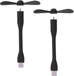 Sokelinn-six USB flexible fan front view showing black dual blades for personal cooling.