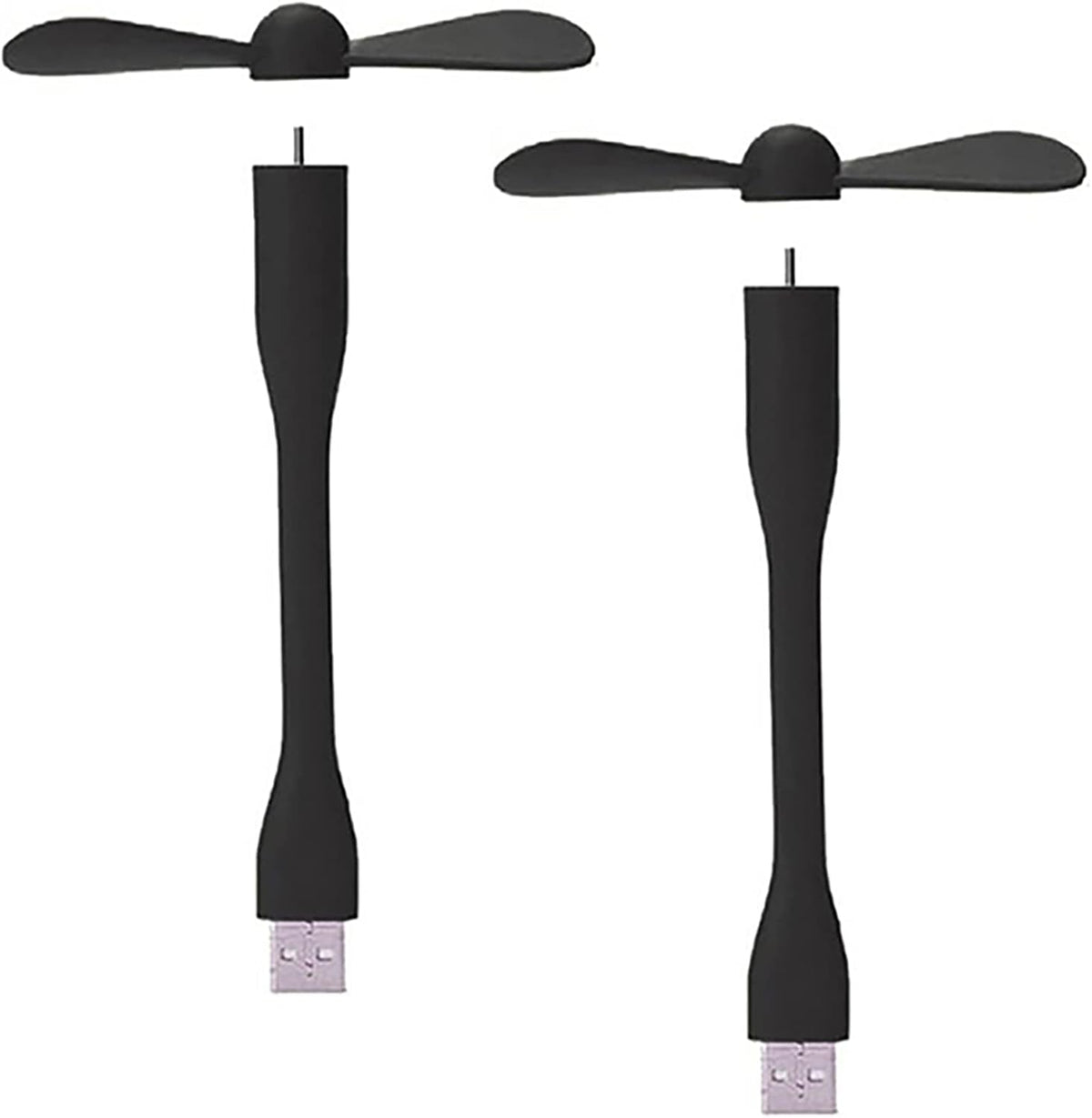 Sokelinn-six USB flexible fan front view showing black dual blades for personal cooling.