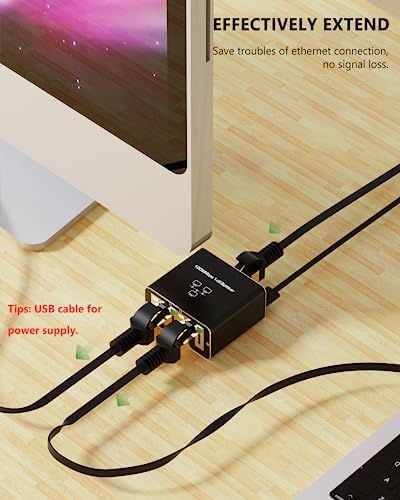 Back view of CableGeeker network LAN adapter showing input and output ports