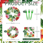 Detailed view of hibiscus floral paper plates and napkins