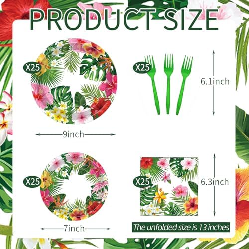 Detailed view of hibiscus floral paper plates and napkins