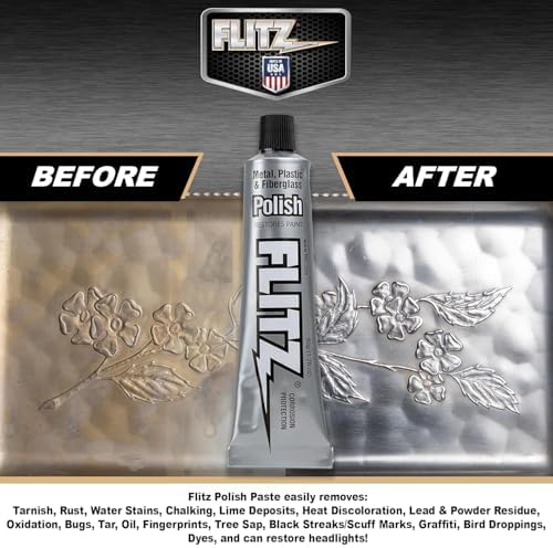 Comparison of dull and polished stainless steel using Flitz metal cleaning paste