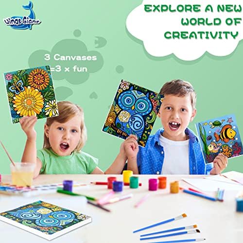 Wings Giant packaging box for kids paint by numbers set showing hanging hooks and cards
