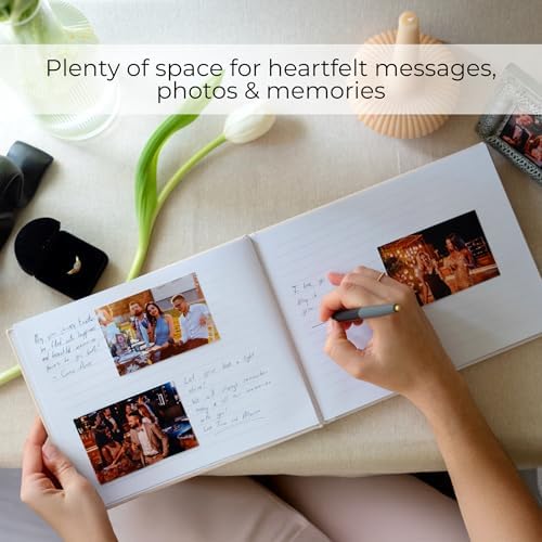 Zicoto guest book open showing lined pages and Polaroid space