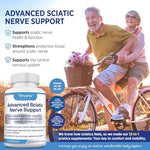Back label of Tetyana Naturals Advanced Sciatic Nerve Support displaying full supplement facts and benfotiamine content