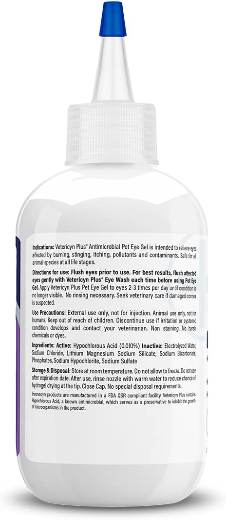 Dog and cat pink eye symptom relief gel side panel
