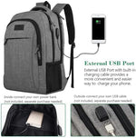 MATEIN anti theft backpack back view displaying padded airflow ventilation system and luggage strap.