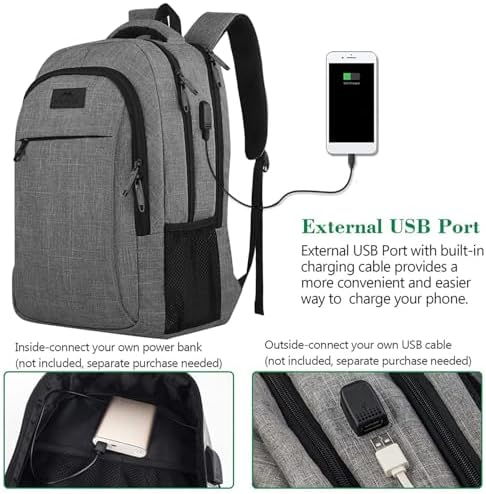 MATEIN anti theft backpack back view displaying padded airflow ventilation system and luggage strap.