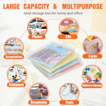 Transparent craft storage container with lid open