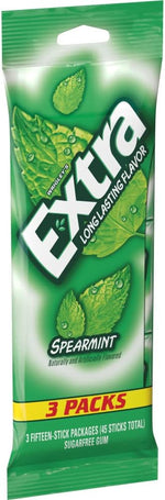 Authentic USA imported Wrigleys Extra Spearmint Sugarfree Gum close up packaging details