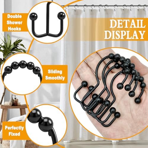 Cerpourt twelve piece set packaged rust resistant double shower rod hangers