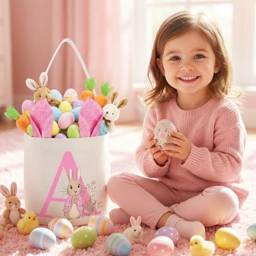 Spacious interior view of the OXYEFEI bunny ears storage bucket filled with various colorful children toys.