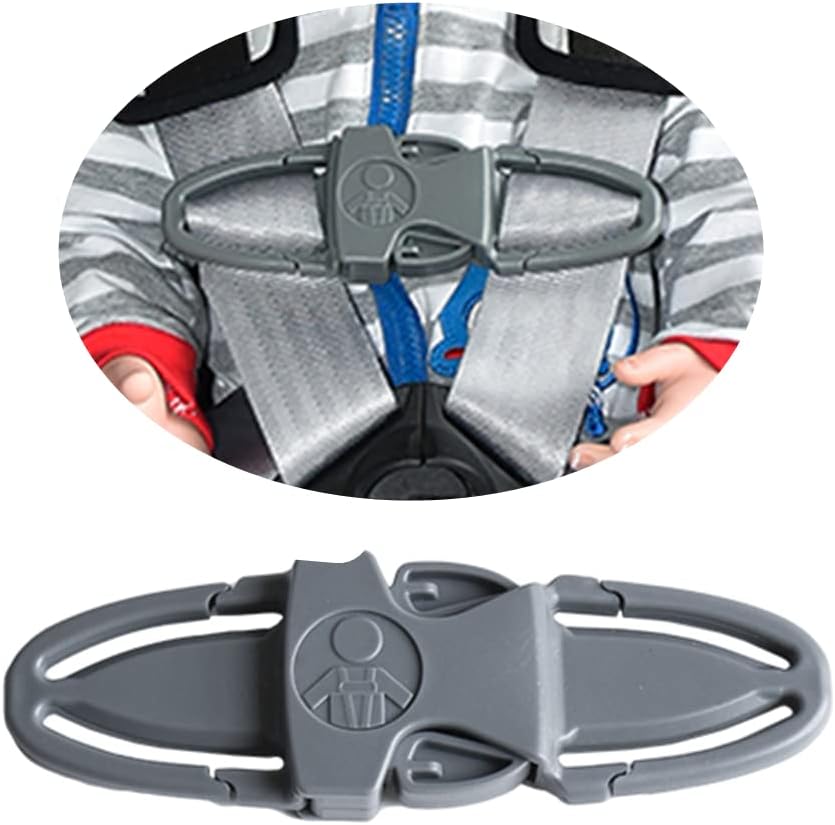 Mr. Penda car seat chest harness clip front view in gray color