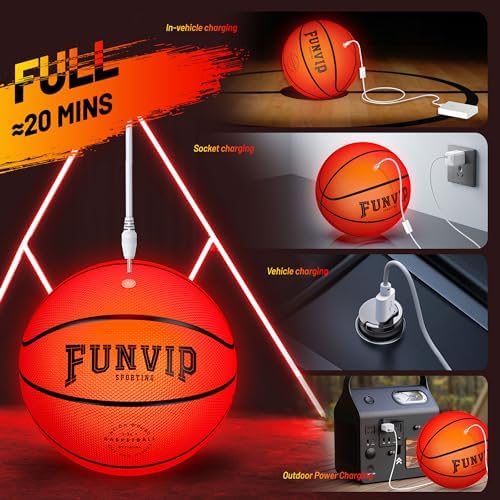 Funvip basketball glowing in the dark during night play