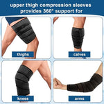 Close up of the breathable fabric and nylon buckle on the leg sleeve