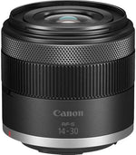 Canon digital camera setup showing microphone input and side connectivity ports