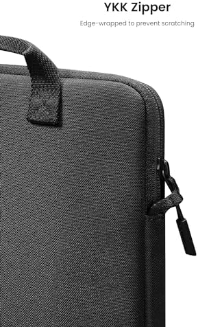 Tomtoc 13 Inch iPad Air premium travel sleeve being carried via the comfortable adjustable cross-body strap.