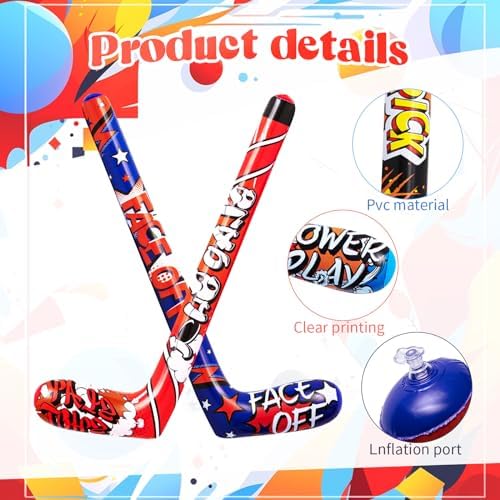 Thirty-two inch PVC inflatable hockey stick props for sports birthday celebrations