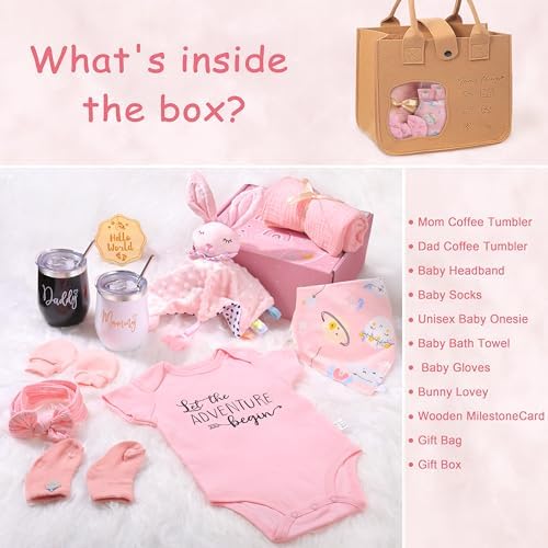 Suhctuptx pregnancy gift set displaying insulated stainless steel tumblers for new parents