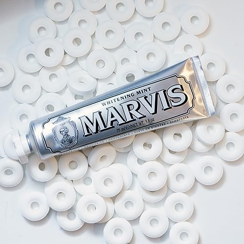 Authentic Marvis luxury dental care packaging box front panel details