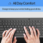 Close up look at the ergonomic chiclet style layout of HP 150 keyboard.