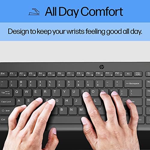 Close up look at the ergonomic chiclet style layout of HP 150 keyboard.