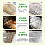 All purpose degreaser spray cleaning food grime from range hoods