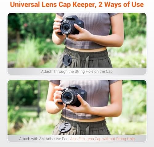 Anti loss lens cap keeper string attached to a premium black camera lens cover
