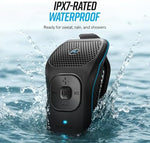 Noxgear 39 gram clip speaker displaying the built-in microphone for hands-free calling functionality